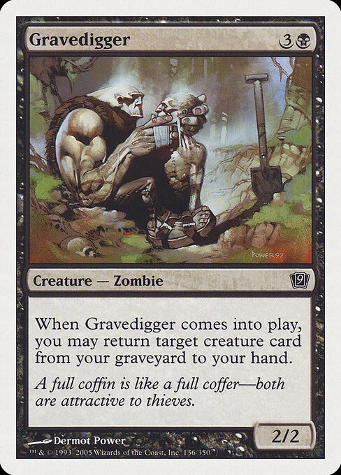 Gravedigger, carta Magic di tipo Creature — Zombie illustrata da Dermot Power