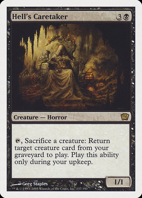 Hell's Caretaker, carta Magic di tipo Creature — Horror illustrata da Greg Staples