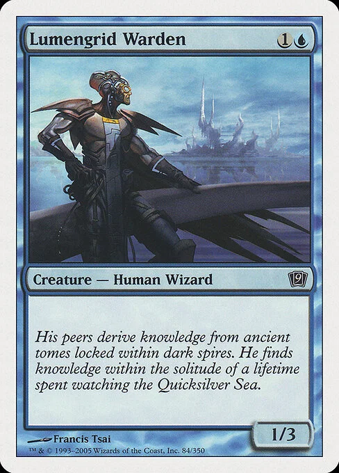 Lumengrid Warden, carta Magic di tipo Creature — Human Wizard illustrata da Francis Tsai