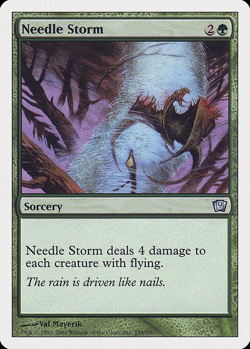 Needle Storm, carta Magic di tipo Sorcery illustrata da Val Mayerik