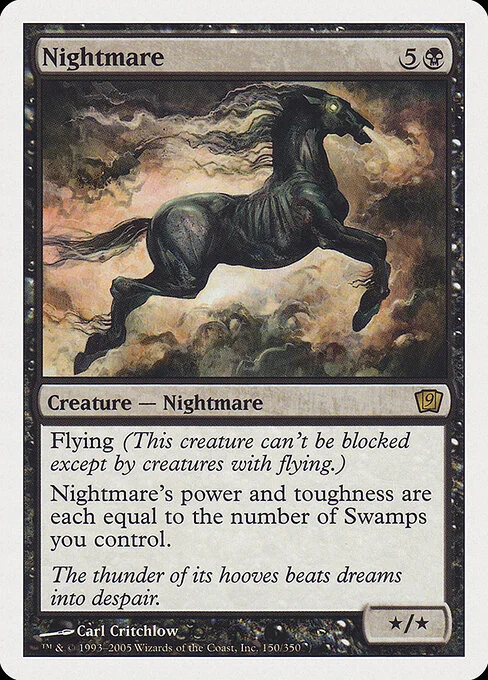 Nightmare, carta Magic di tipo Creature — Nightmare Horse illustrata da Carl Critchlow