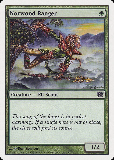 Norwood Ranger, carta Magic di tipo Creature — Elf Scout Ranger illustrata da Ron Spencer