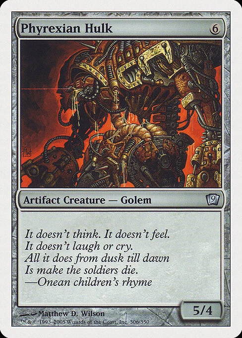 Phyrexian Hulk, carta Magic di tipo Artifact Creature — Phyrexian Golem illustrata da Matthew D. Wilson