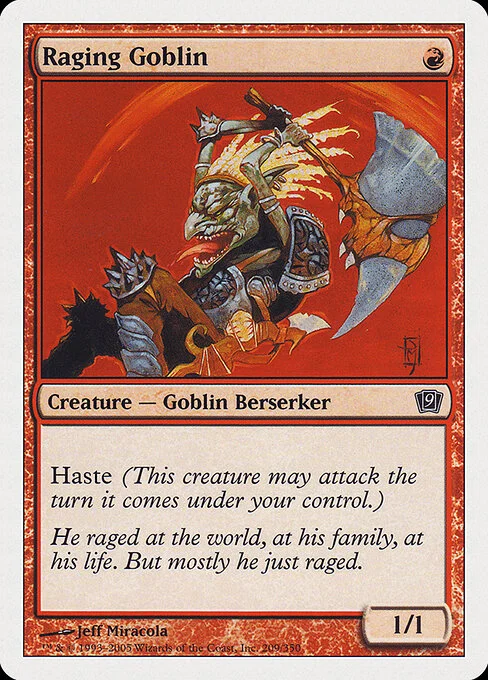 Raging Goblin, carta Magic di tipo Creature — Goblin Berserker illustrata da Jeff Miracola