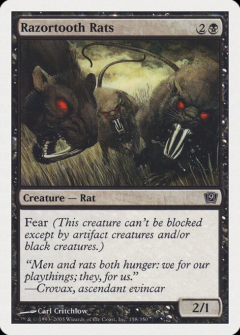 Razortooth Rats, carta Magic di tipo Creature — Rat illustrata da Carl Critchlow