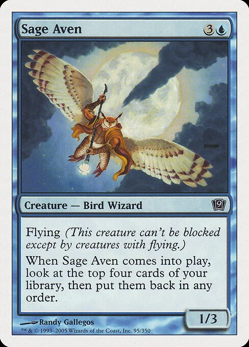 Sage Aven, carta Magic di tipo Creature — Bird Wizard illustrata da Randy Gallegos