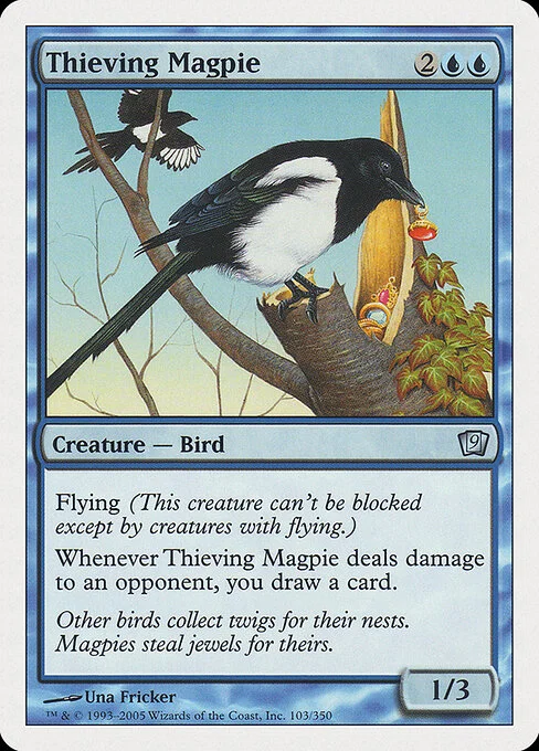 Thieving Magpie, carta Magic di tipo Creature — Bird illustrata da Una Fricker