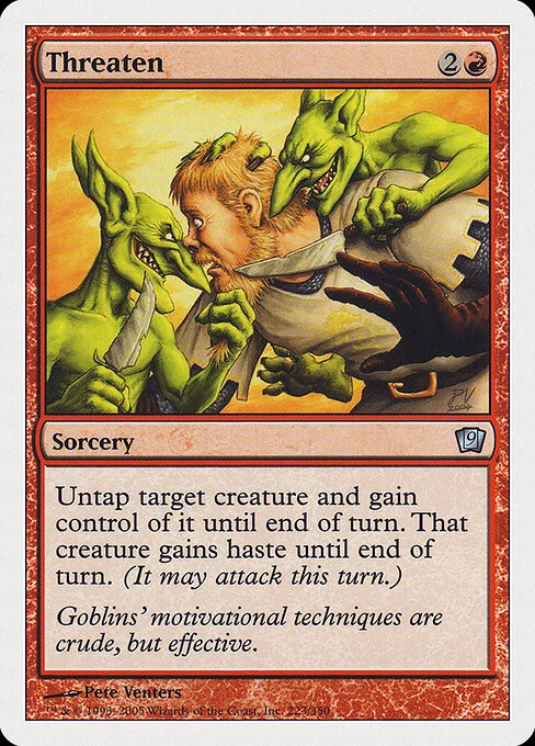 Threaten, carta Magic di tipo Sorcery illustrata da Pete Venters