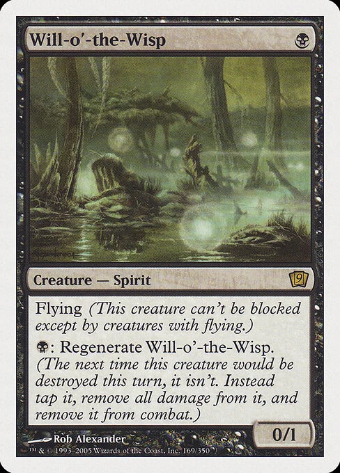 Will-o'-the-Wisp, carta Magic di tipo Creature — Spirit illustrata da Rob Alexander