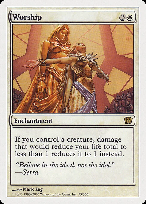 Worship, carta Magic di tipo Enchantment illustrata da Mark Zug
