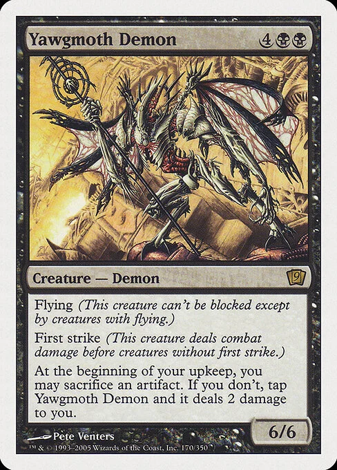 Yawgmoth Demon, carta Magic di tipo Creature — Phyrexian Demon illustrata da Pete Venters
