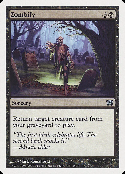 Zombify, carta Magic di tipo Sorcery illustrata da Mark Romanoski