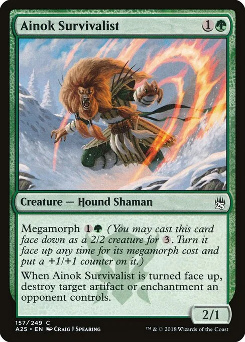 Ainok Survivalist, carta Magic di tipo Creature — Dog Shaman illustrata da Craig J Spearing