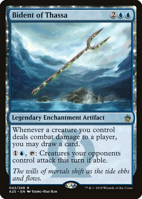 Bident of Thassa, carta Magic di tipo Legendary Enchantment Artifact illustrata da Yeong-Hao Han