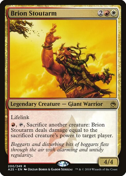 Brion Stoutarm, carta Magic di tipo Legendary Creature — Giant Warrior illustrata da Zoltan Boros & Gabor Szikszai