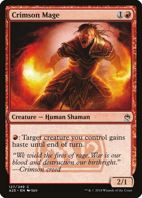 Crimson Mage, carta Magic di tipo Creature — Human Shaman illustrata da Izzy