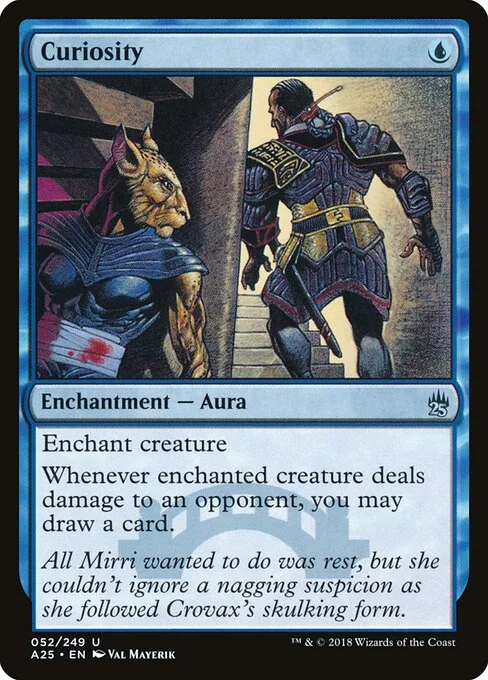 Curiosity, carta Magic di tipo Enchantment — Aura illustrata da Val Mayerik