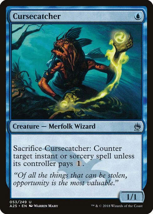 Cursecatcher, carta Magic di tipo Creature — Merfolk Wizard illustrata da Warren Mahy