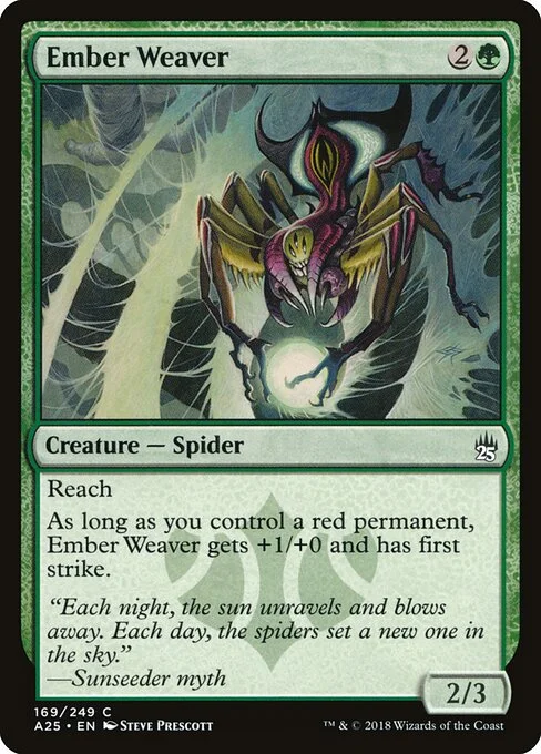 Ember Weaver, carta Magic di tipo Creature — Spider illustrata da Steve Prescott