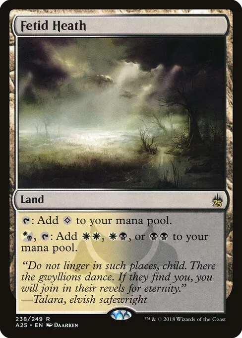 Fetid Heath, carta Magic di tipo Land illustrata da Daarken