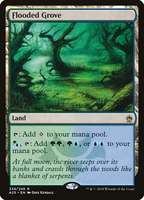 Flooded Grove, carta Magic di tipo Land illustrata da Dave Kendall