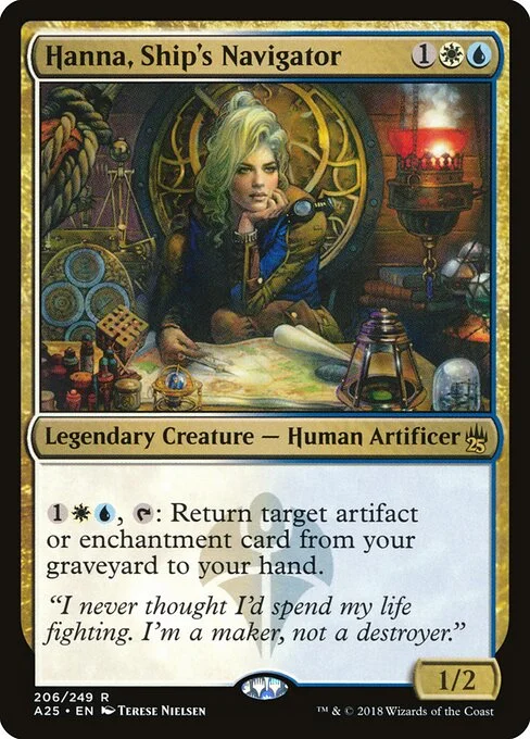 Hanna, Ship's Navigator, carta Magic di tipo Legendary Creature — Human Artificer illustrata da Terese Nielsen