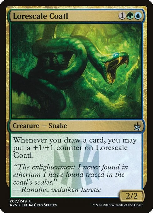 Lorescale Coatl, carta Magic di tipo Creature — Snake illustrata da Greg Staples