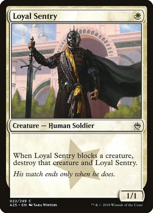 Loyal Sentry, carta Magic di tipo Creature — Human Soldier illustrata da Sara Winters