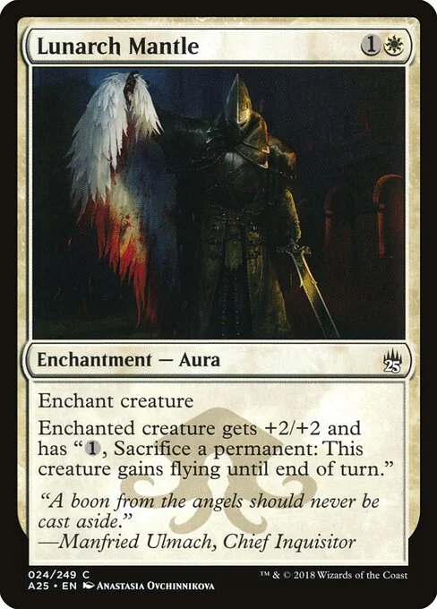 Lunarch Mantle, carta Magic di tipo Enchantment — Aura illustrata da Anastasia Ovchinnikova