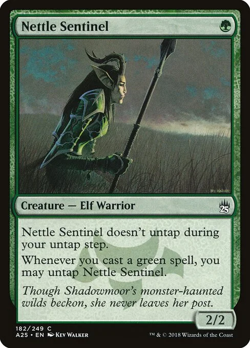 Nettle Sentinel, carta Magic di tipo Creature — Elf Warrior illustrata da Kev Walker