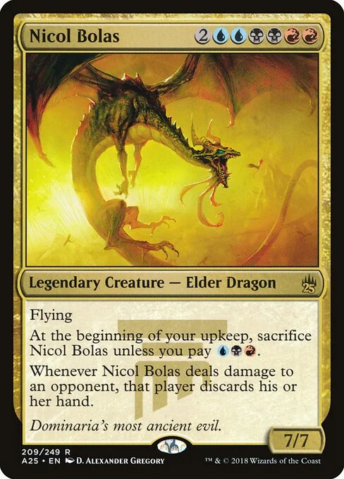 Nicol Bolas, carta Magic di tipo Legendary Creature — Elder Dragon illustrata da D. Alexander Gregory
