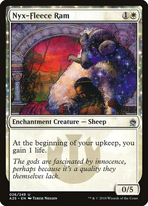 Nyx-Fleece Ram, carta Magic di tipo Enchantment Creature — Sheep illustrata da Terese Nielsen