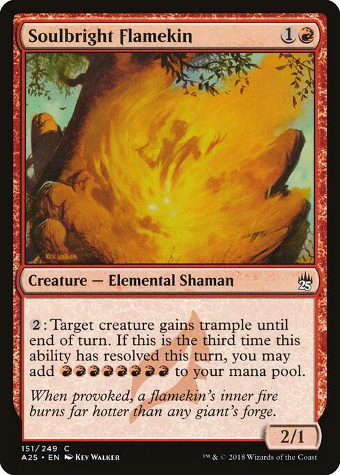 Soulbright Flamekin, carta Magic di tipo Creature — Elemental Shaman illustrata da Kev Walker