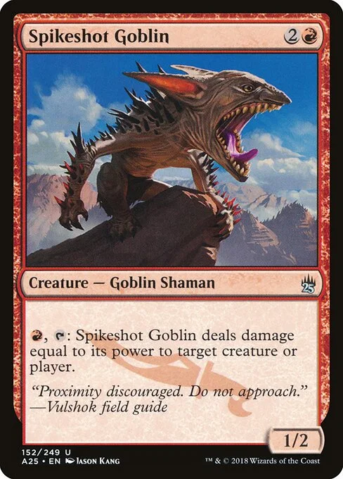 Spikeshot Goblin, carta Magic di tipo Creature — Goblin Shaman illustrata da Jason Kang