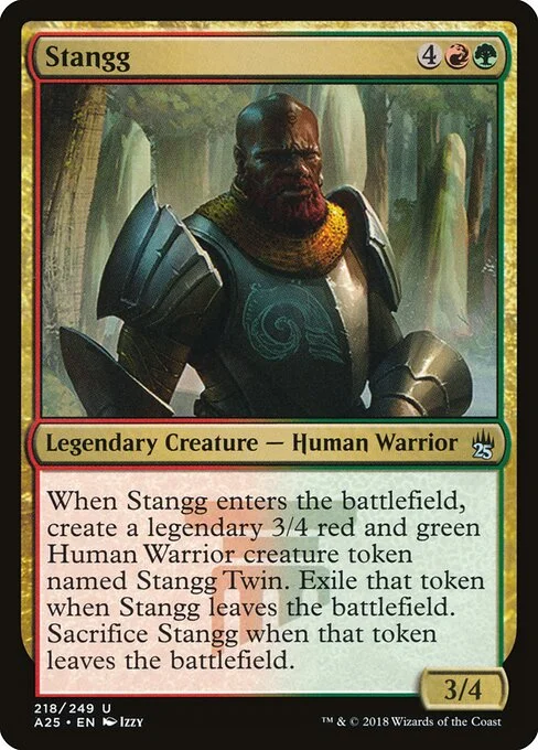 Stangg, carta Magic di tipo Legendary Creature — Human Warrior illustrata da Izzy