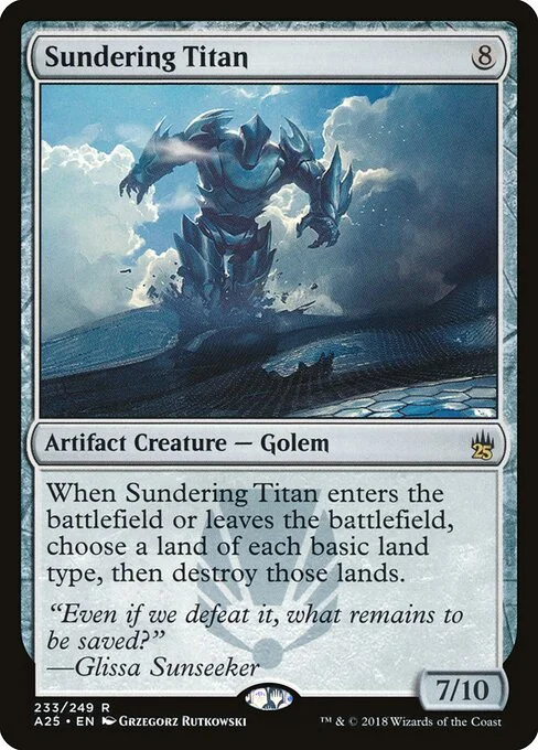 Sundering Titan, carta Magic di tipo Artifact Creature — Golem illustrata da Grzegorz Rutkowski