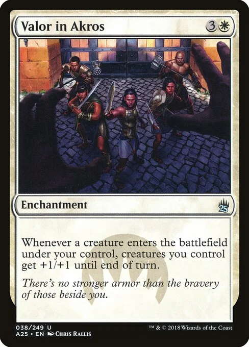 Valor in Akros, carta Magic di tipo Enchantment illustrata da Chris Rallis