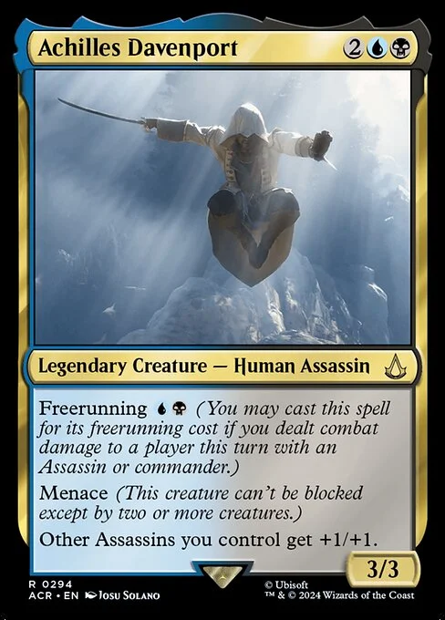 Achilles Davenport, carta Magic di tipo Legendary Creature — Human Assassin illustrata da Josu Solano