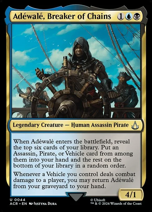Adéwalé, Breaker of Chains, carta Magic di tipo Legendary Creature — Human Assassin Pirate illustrata da Justyna Dura