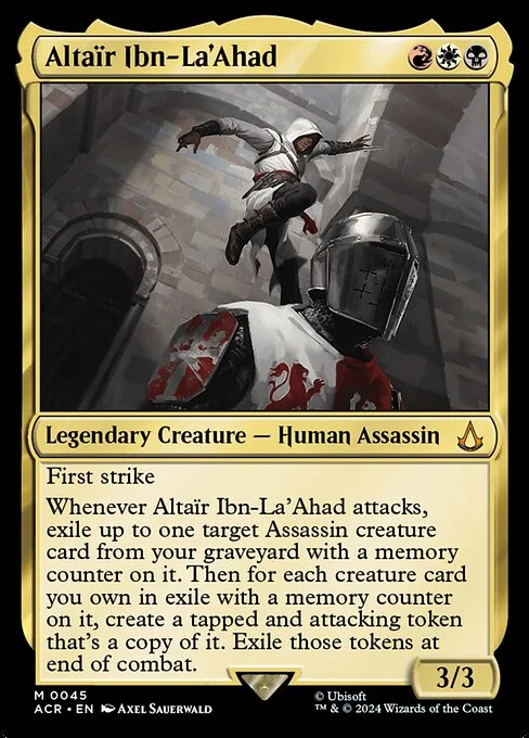 Altaïr Ibn-La'Ahad, carta Magic di tipo Legendary Creature — Human Assassin illustrata da Axel Sauerwald