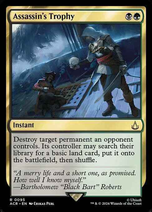 Assassin's Trophy, carta Magic di tipo Instant illustrata da Erikas Perl