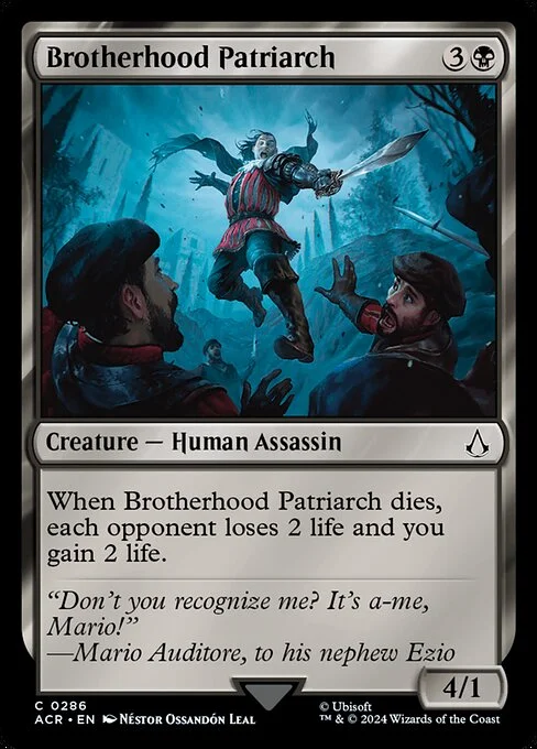 Brotherhood Patriarch, carta Magic di tipo Creature — Human Assassin illustrata da Néstor Ossandón Leal