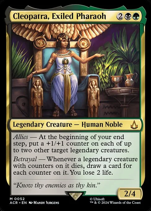 Cleopatra, Exiled Pharaoh, carta Magic di tipo Legendary Creature — Human Noble illustrata da Mandy Jurgens