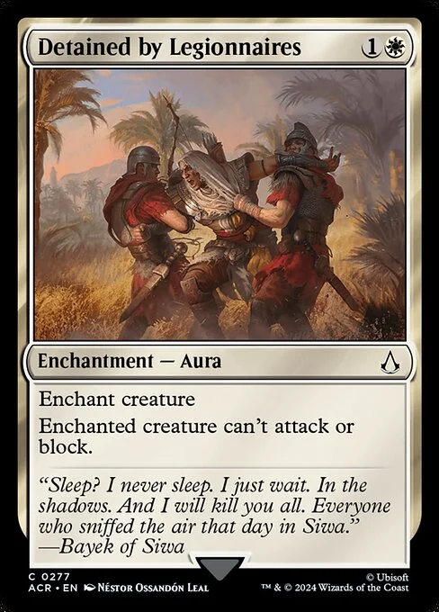 Detained by Legionnaires, carta Magic di tipo Enchantment — Aura illustrata da Néstor Ossandón Leal
