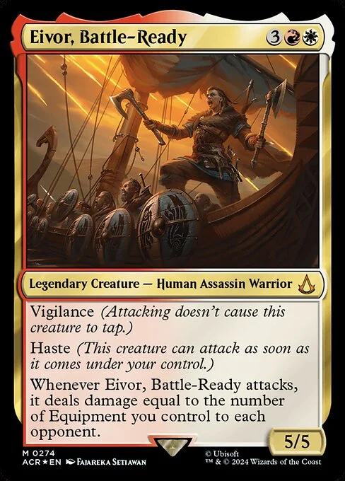 Eivor, Battle-Ready, carta Magic di tipo Legendary Creature — Human Assassin Warrior illustrata da Fajareka Setiawan