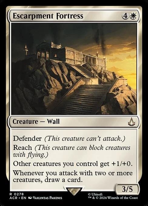 Escarpment Fortress, carta Magic di tipo Creature — Wall illustrata da Vaigintas Pakenis