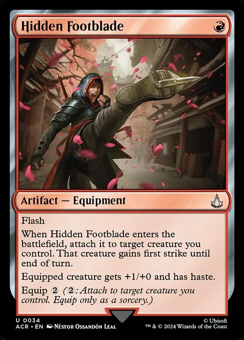 Hidden Footblade, carta Magic di tipo Artifact — Equipment illustrata da Néstor Ossandón Leal