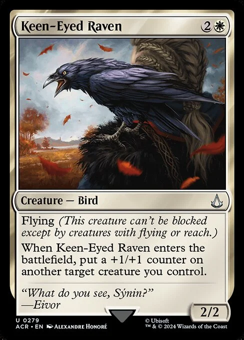 Keen-Eyed Raven, carta Magic di tipo Creature — Bird illustrata da Alexandre Honoré