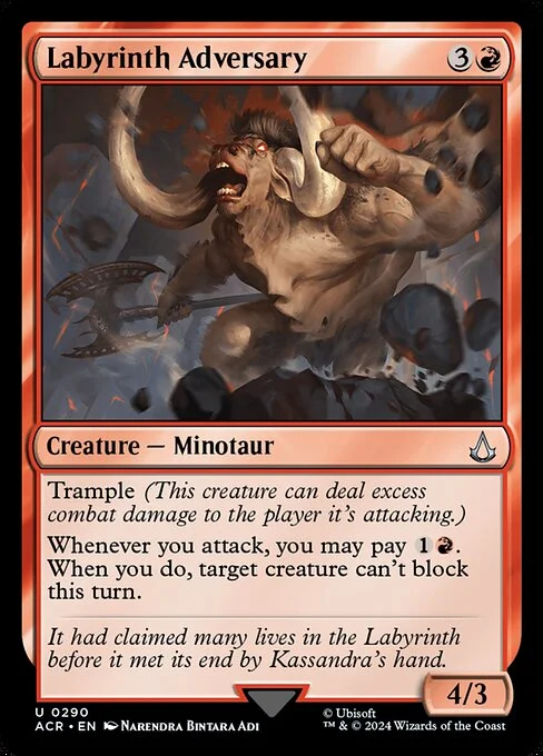 Labyrinth Adversary, carta Magic di tipo Creature — Minotaur illustrata da Narendra Bintara Adi