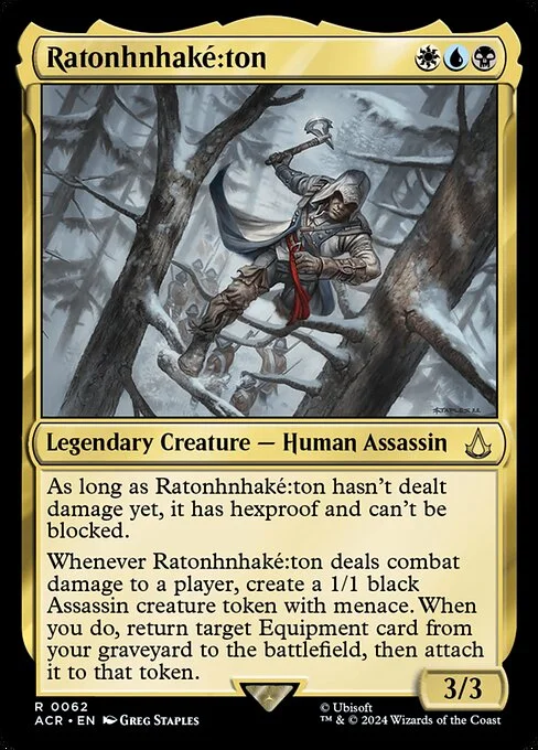 Ratonhnhaké꞉ton, carta Magic di tipo Legendary Creature — Human Assassin illustrata da Greg Staples